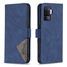 Custodia Portafoglio In Pelle Cover con Supporto B08F per Oppo Reno5 F Blu