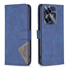 Custodia Portafoglio In Pelle Cover con Supporto B08F per Realme C55 Blu