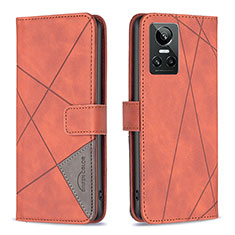 Custodia Portafoglio In Pelle Cover con Supporto B08F per Realme GT Neo3 5G Arancione