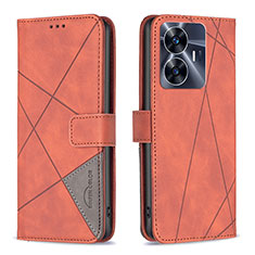 Custodia Portafoglio In Pelle Cover con Supporto B08F per Realme Narzo N55 Arancione