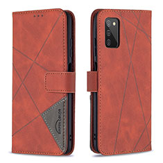 Custodia Portafoglio In Pelle Cover con Supporto B08F per Samsung Galaxy A03s Arancione