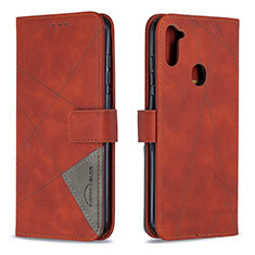 Custodia Portafoglio In Pelle Cover con Supporto B08F per Samsung Galaxy A11 Arancione