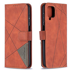 Custodia Portafoglio In Pelle Cover con Supporto B08F per Samsung Galaxy A12 Nacho Arancione