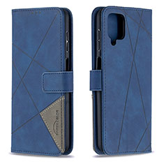 Custodia Portafoglio In Pelle Cover con Supporto B08F per Samsung Galaxy A12 Nacho Blu