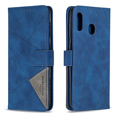 Custodia Portafoglio In Pelle Cover con Supporto B08F per Samsung Galaxy A20 Blu