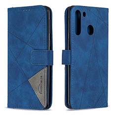 Custodia Portafoglio In Pelle Cover con Supporto B08F per Samsung Galaxy A21 Blu