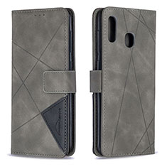 Custodia Portafoglio In Pelle Cover con Supporto B08F per Samsung Galaxy A30 Grigio