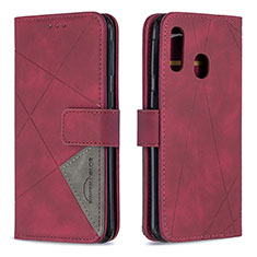 Custodia Portafoglio In Pelle Cover con Supporto B08F per Samsung Galaxy A40 Rosso