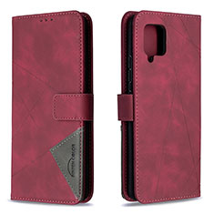 Custodia Portafoglio In Pelle Cover con Supporto B08F per Samsung Galaxy A42 5G Rosso