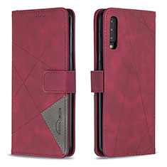 Custodia Portafoglio In Pelle Cover con Supporto B08F per Samsung Galaxy A50 Rosso