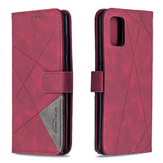 Custodia Portafoglio In Pelle Cover con Supporto B08F per Samsung Galaxy A71 4G A715 Rosso