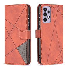 Custodia Portafoglio In Pelle Cover con Supporto B08F per Samsung Galaxy A73 5G Arancione