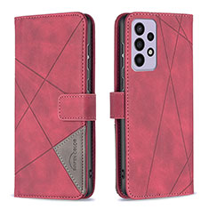 Custodia Portafoglio In Pelle Cover con Supporto B08F per Samsung Galaxy A73 5G Rosso