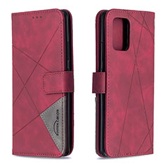 Custodia Portafoglio In Pelle Cover con Supporto B08F per Samsung Galaxy A91 Rosso
