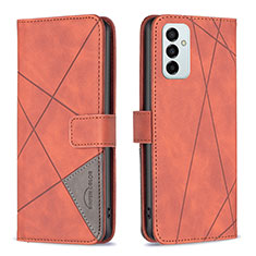 Custodia Portafoglio In Pelle Cover con Supporto B08F per Samsung Galaxy F23 5G Arancione