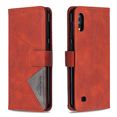 Custodia Portafoglio In Pelle Cover con Supporto B08F per Samsung Galaxy M10 Arancione