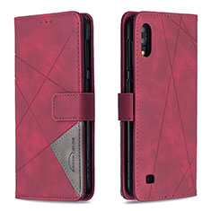 Custodia Portafoglio In Pelle Cover con Supporto B08F per Samsung Galaxy M10 Rosso