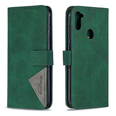 Custodia Portafoglio In Pelle Cover con Supporto B08F per Samsung Galaxy M11 Verde