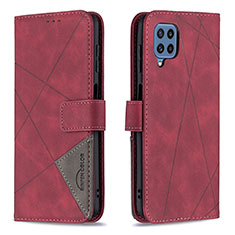 Custodia Portafoglio In Pelle Cover con Supporto B08F per Samsung Galaxy M32 4G Rosso