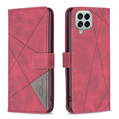 Custodia Portafoglio In Pelle Cover con Supporto B08F per Samsung Galaxy M33 5G Rosso