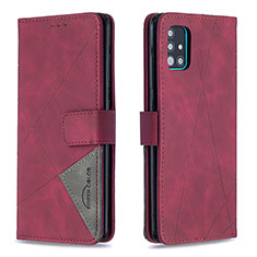 Custodia Portafoglio In Pelle Cover con Supporto B08F per Samsung Galaxy M40S Rosso