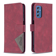 Custodia Portafoglio In Pelle Cover con Supporto B08F per Samsung Galaxy M52 5G Rosso