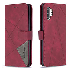 Custodia Portafoglio In Pelle Cover con Supporto B08F per Samsung Galaxy Note 10 Plus 5G Rosso