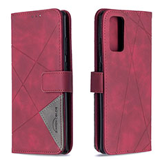 Custodia Portafoglio In Pelle Cover con Supporto B08F per Samsung Galaxy Note 20 5G Rosso