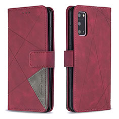 Custodia Portafoglio In Pelle Cover con Supporto B08F per Samsung Galaxy S20 5G Rosso