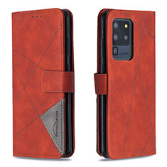 Custodia Portafoglio In Pelle Cover con Supporto B08F per Samsung Galaxy S20 Ultra Arancione