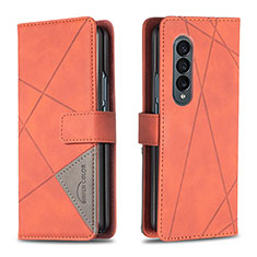 Custodia Portafoglio In Pelle Cover con Supporto B08F per Samsung Galaxy Z Fold3 5G Arancione