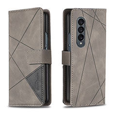 Custodia Portafoglio In Pelle Cover con Supporto B08F per Samsung Galaxy Z Fold3 5G Grigio