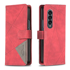 Custodia Portafoglio In Pelle Cover con Supporto B08F per Samsung Galaxy Z Fold3 5G Rosso