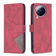 Custodia Portafoglio In Pelle Cover con Supporto B08F per Xiaomi Civi 3 5G Rosso