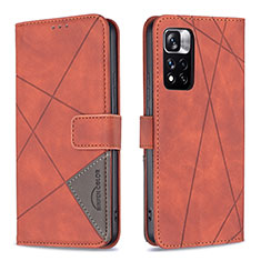 Custodia Portafoglio In Pelle Cover con Supporto B08F per Xiaomi Mi 11i 5G (2022) Arancione