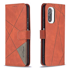 Custodia Portafoglio In Pelle Cover con Supporto B08F per Xiaomi Mi 11X Pro 5G Arancione