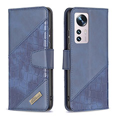 Custodia Portafoglio In Pelle Cover con Supporto B08F per Xiaomi Mi 12S 5G Blu