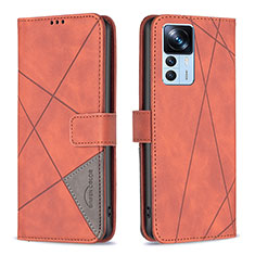 Custodia Portafoglio In Pelle Cover con Supporto B08F per Xiaomi Mi 12T Pro 5G Arancione