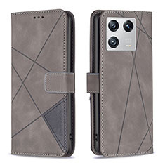 Custodia Portafoglio In Pelle Cover con Supporto B08F per Xiaomi Mi 13 5G Grigio