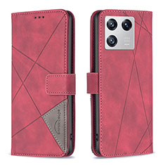 Custodia Portafoglio In Pelle Cover con Supporto B08F per Xiaomi Mi 13 5G Rosso