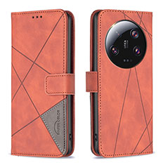 Custodia Portafoglio In Pelle Cover con Supporto B08F per Xiaomi Mi 13 Ultra 5G Arancione