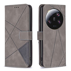 Custodia Portafoglio In Pelle Cover con Supporto B08F per Xiaomi Mi 13 Ultra 5G Grigio