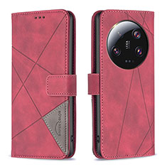 Custodia Portafoglio In Pelle Cover con Supporto B08F per Xiaomi Mi 13 Ultra 5G Rosso