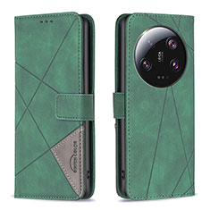 Custodia Portafoglio In Pelle Cover con Supporto B08F per Xiaomi Mi 13 Ultra 5G Verde