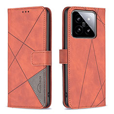Custodia Portafoglio In Pelle Cover con Supporto B08F per Xiaomi Mi 14 Pro 5G Arancione