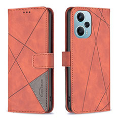 Custodia Portafoglio In Pelle Cover con Supporto B08F per Xiaomi Poco F5 5G Arancione