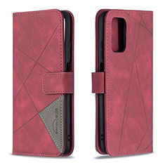 Custodia Portafoglio In Pelle Cover con Supporto B08F per Xiaomi Poco M3 Rosso