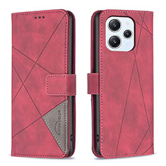 Custodia Portafoglio In Pelle Cover con Supporto B08F per Xiaomi Redmi 12 4G Rosso