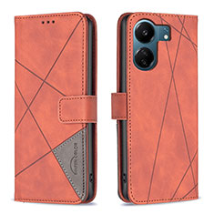 Custodia Portafoglio In Pelle Cover con Supporto B08F per Xiaomi Redmi 13C Arancione