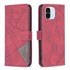 Custodia Portafoglio In Pelle Cover con Supporto B08F per Xiaomi Redmi A2 Plus Rosso